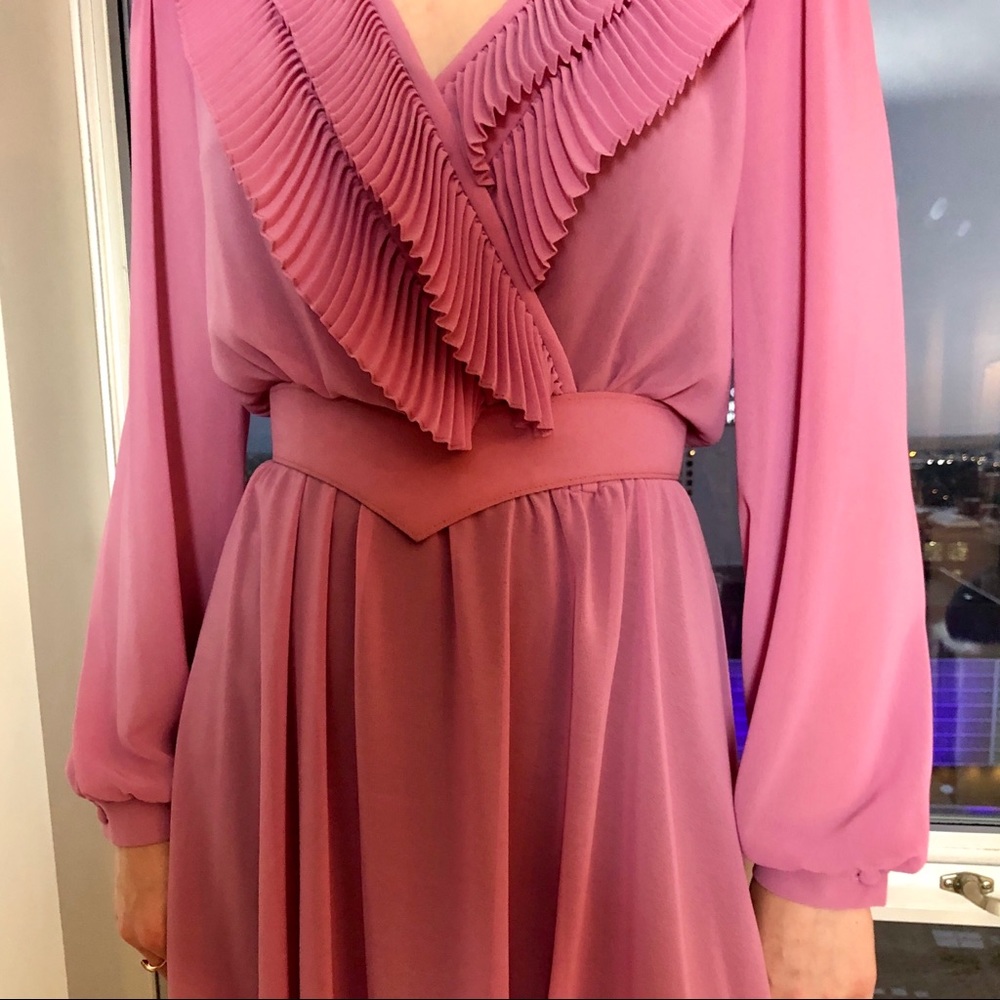 Chic, vintage, sheer, pink, midi dress!